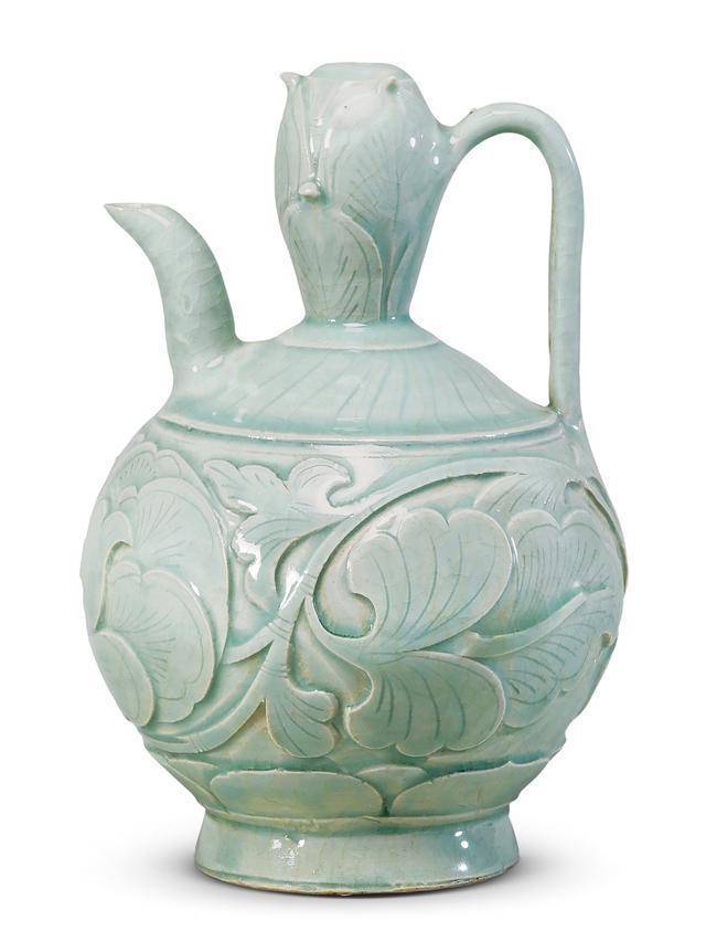 中国古美術/磁州窯黒釉蓮花紋披玳壺/ バーレ
